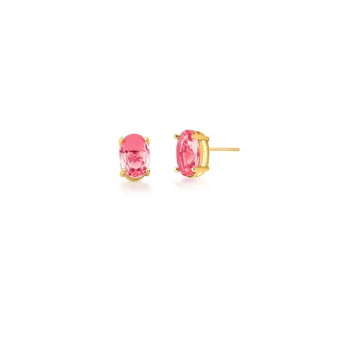 BRINCO COM CRISTAL OVAL BANHADO A OURO
