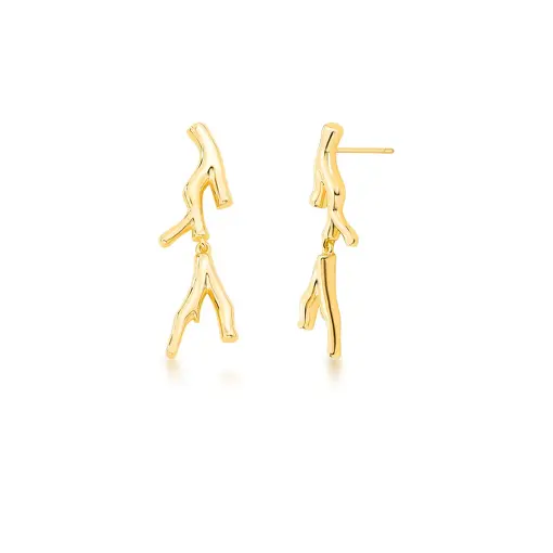 BRINCO PÊNDULO CURVO LISO BANHADO A OURO