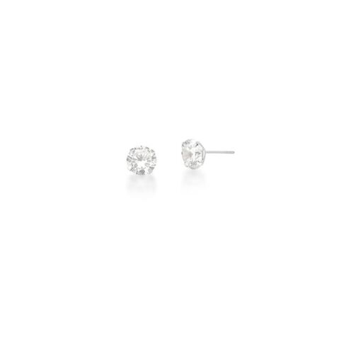 BRINCO SEGUNDO FURO COM CRISTAL BRANCO PRATA LISA