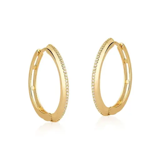 ARGOLA UMA FILEIRA COM ZIRCÔNIAS BRANCAS BANHADA A OURO