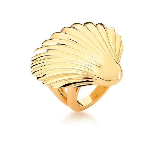 ANEL DE CONCHA LISO BANHADO A OURO