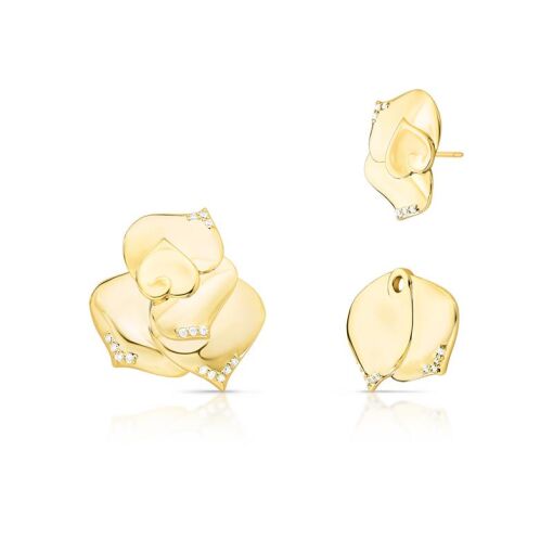 BRINCO DE FLOR EAR JACKET COM CRAVEJADO DE ZIRCONIAS