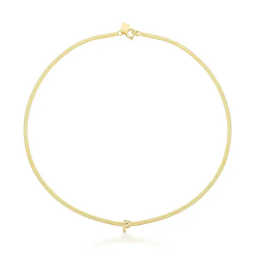 CHOKER LAMINADA COM PINGENTE LETRA "P" BANHADA A OURO