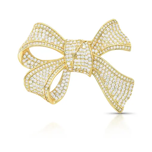 BROCHE DE LAÇO VAZADO CURVO COM ZIRCÔNIAS