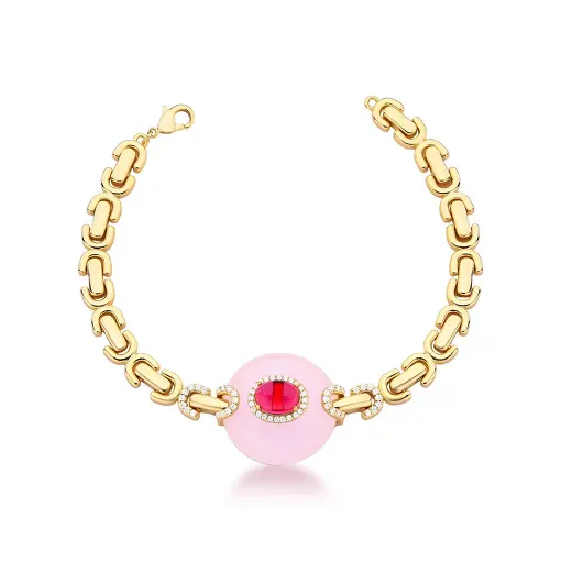 PULSEIRA COM PINGENTE REDONDO BANHADA A OURO