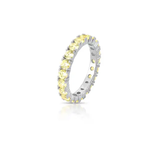 ANEL COM CRISTAIS REDONDOS PRATA RODINADA