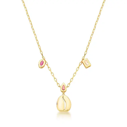 COLAR COM PINGENTES DE CONCHA E CRISTAIS