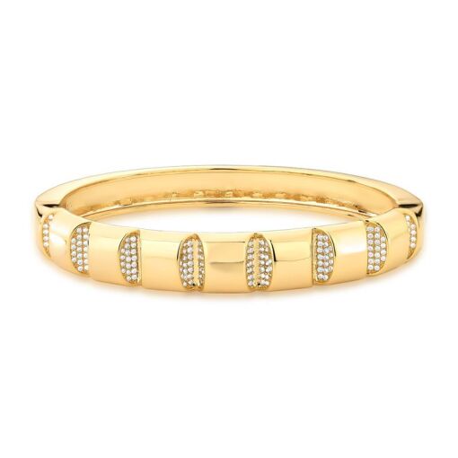 BRACELETE COM QUADRADOS LISOS E ZIRCÔNIAS BANHADO A OURO