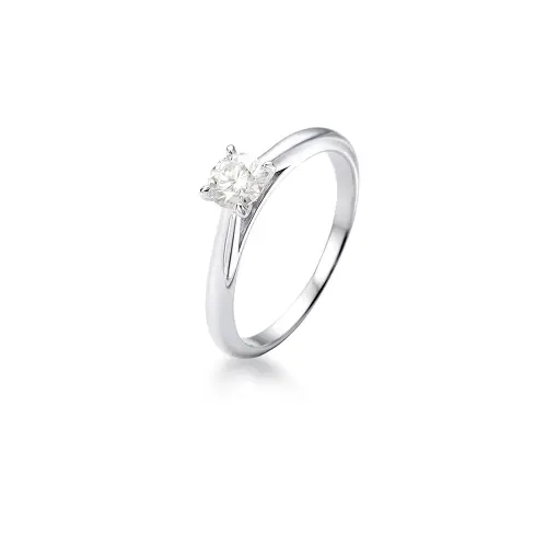 ANEL SOLITÁRIO PEDRA MOISSANITE 5MM PRATA RODINADA