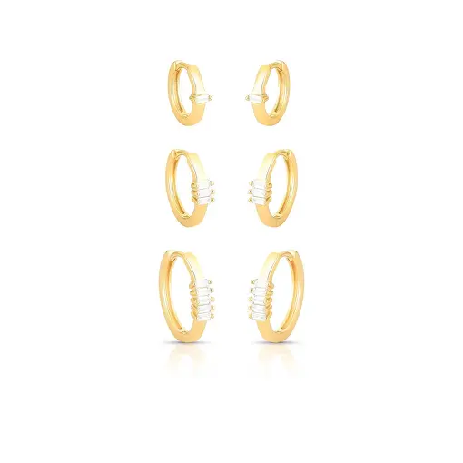 TRIO DE ARGOLAS REDONDAS COM CRISTAIS