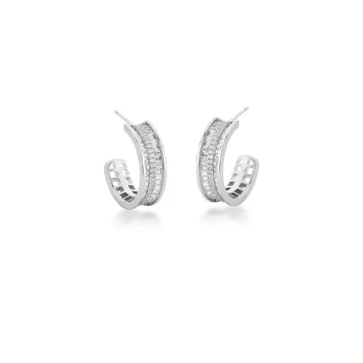 MEIA ARGOLA CRAVEJADA DE ZIRCÔNIAS BANHADA A OURO