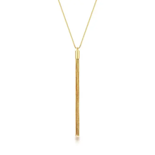 COLAR COM PINGENTE PÊNDULO DE FRANJA BANHADO A OURO