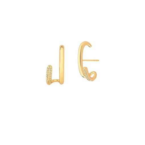 BRINCO EAR HOOK DUAS VOLTAS COM ZIRCÔNIAS BANHADO A OURO