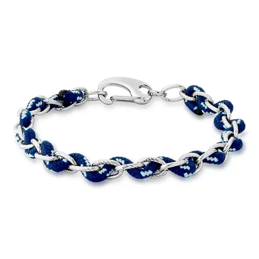 PULSEIRA ELOS OVAIS LISOS TRANÇADOS  EM AÇO