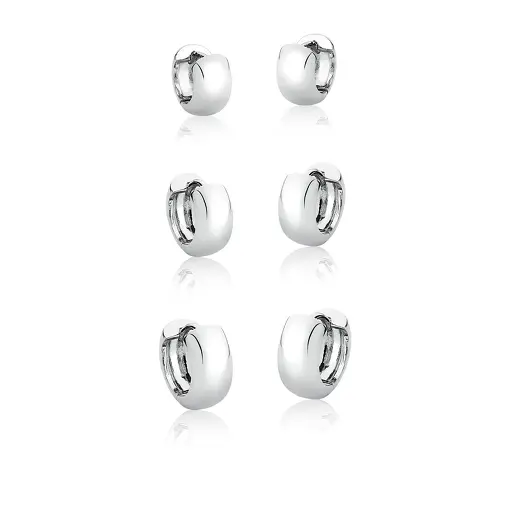 TRIO DE ARGOLAS LISAS E REDONDAS