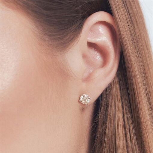 BRINCO PEDRA MOISSANITE 6.5MM PRATA RODINADA