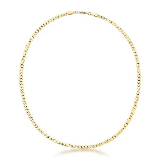 COLAR EM MALHA LAMINADA LISA BANHADO A OURO
