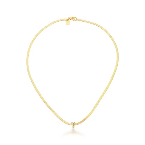 CHOKER LAMINADA COM PINGENTE LETRA "V" BANHADA A OURO