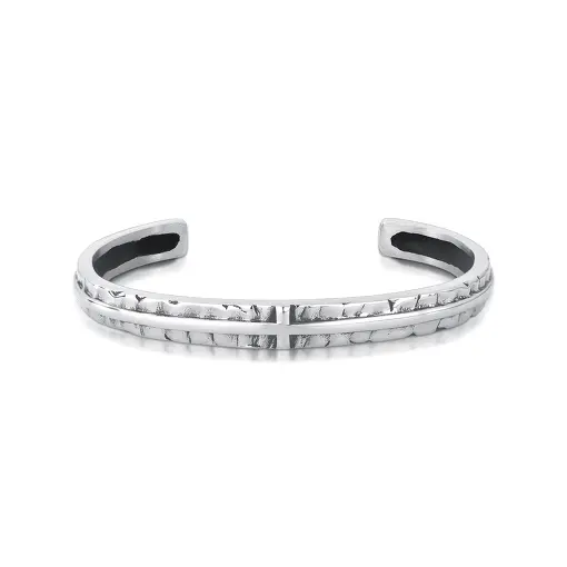 BRACELETE TEXTURIZADO COM ABERTURA EM AÇO