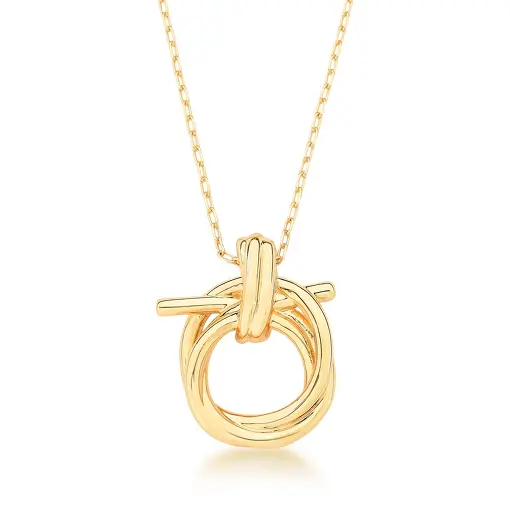 COLAR COM PINGENTE DE NÓ LISO BANHADO A OURO