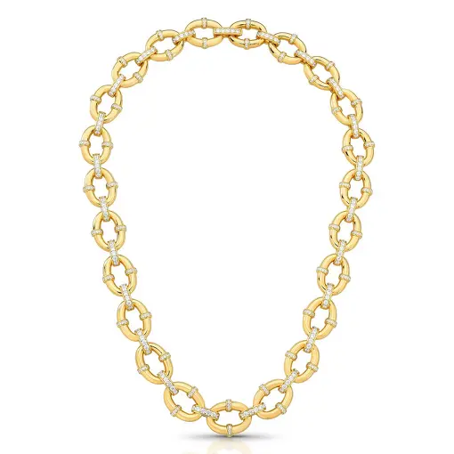 COLAR COM ELOS OVAIS INTERCALADOS COM ZIRCÔNIAS