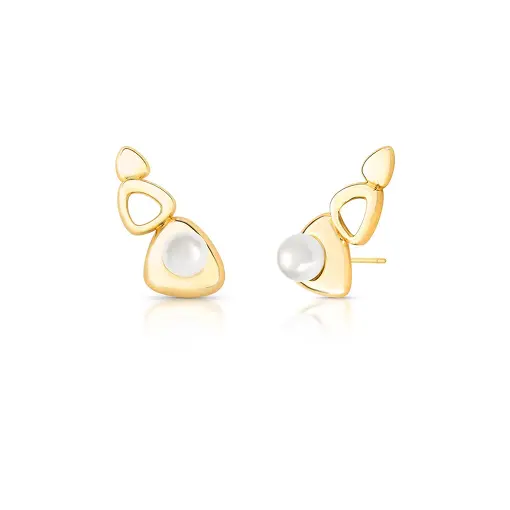 BRINCO EAR CUFF TRIANGULAR VAZADO COM PÉROLA SHELL