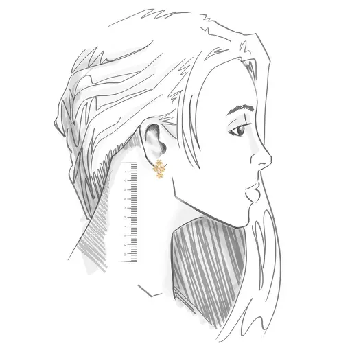 BRINCO EAR CUFF DE FLORES TRABALHADAS E ZIRCÔNIAS BANHADO A OURO