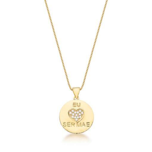 COLAR COM PINGENTE COM ESCRITA MÃE BANHADO A OURO