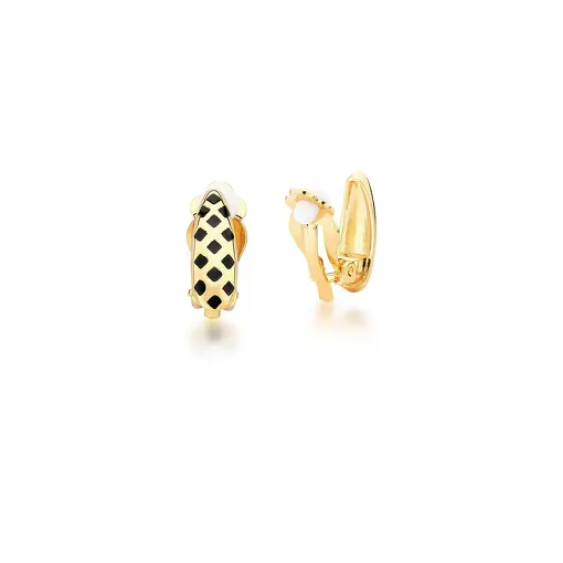 BRINCO DE PRESSÃO ESMALTADO PRETO BANHADO A OURO