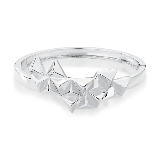 BRACELETE COM TRIÂNGULOS LISOS BANHADO A RÓDIO