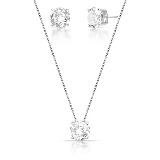 CONJUNTO BRINCO E CORRENTE COM PINGENTE REDONDO