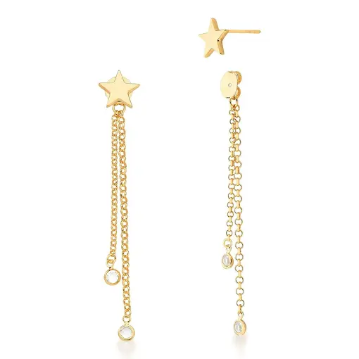 BRINCO 2 EM 1 DE ESTRELA LISA COM FRANJA BANHADO A OURO