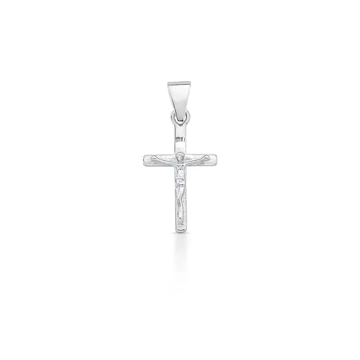 PINGENTE DE CRUZ COM IMAGEM DE JESUS PRATA RODINADA