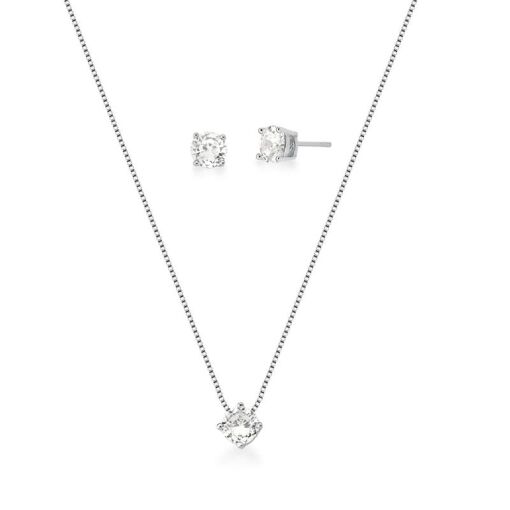 CONJUNTO BRINCO E CORRENTE COM PINGENTE BANHADO A OURO
