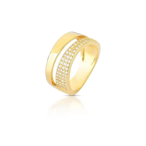 ANEL VAZADO COM DUAS VOLTAS E ZIRCÔNIAS