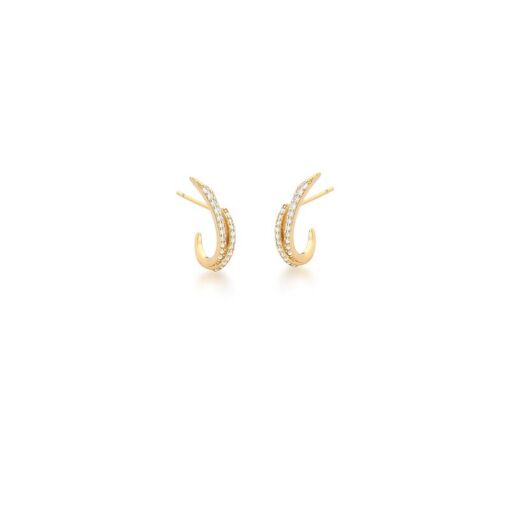 BRINCO CURVO CRAVEJADO DE ZIRCÔNIAS BANHADO A OURO