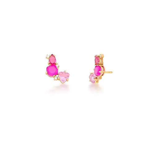 BRINCO EAR CUFF COM CRISTAIS DIVERSOS  BANHADO A OURO