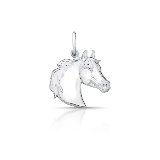 PINGENTE DE CAVALO LISO TRABALHADO PRATEADO