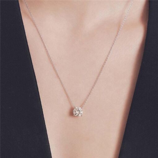 COLAR COM PEDRA MOISSANITE 8MM PRATA RODINADA
