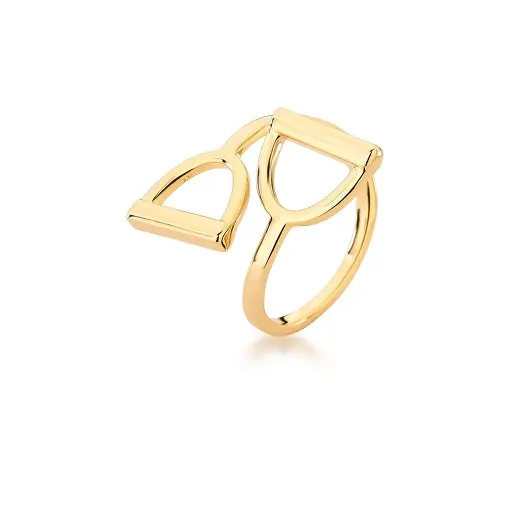 ANEL REGULÁVEL DE ESTRIBO VAZADO BANHADO A OURO