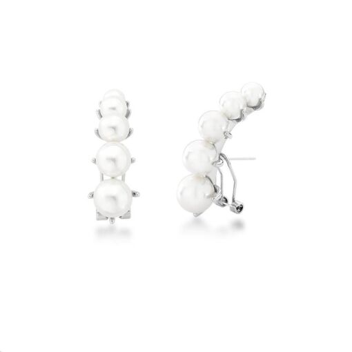 BRINCO EAR HOOK COM PÉROLA SHELL BANHADO A RÓDIO
