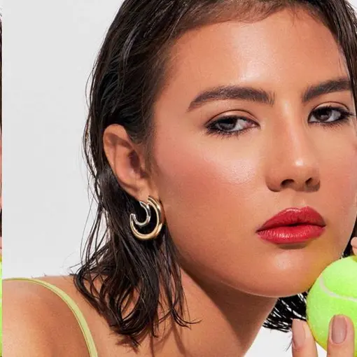 BRINCO MEIO CIRCULO DOIS TONS COM DUAS COLUNAS VAZADO