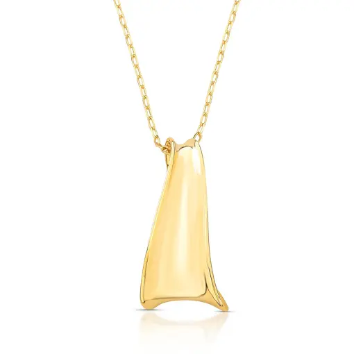 COLAR COM PINGENTE CURVO TRABALHADO E LISO