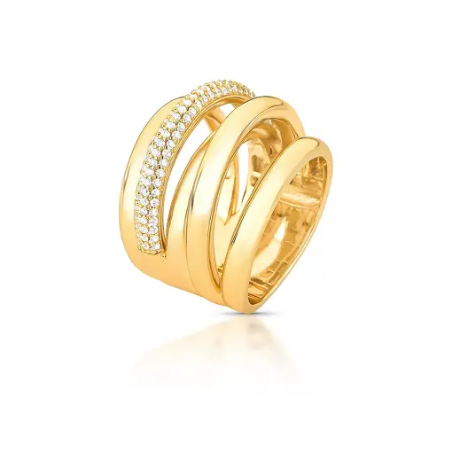 ANEL ABAULADO VAZADO COM ZIRCÔNIAS