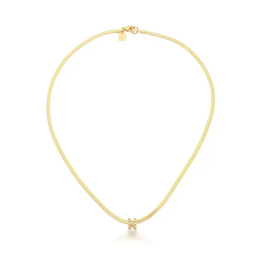 CHOKER LAMINADA COM PINGENTE LETRA "N" BANHADA A OURO