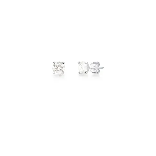 BRINCO PEDRA MOISSANITE 6.5MM PRATA RODINADA