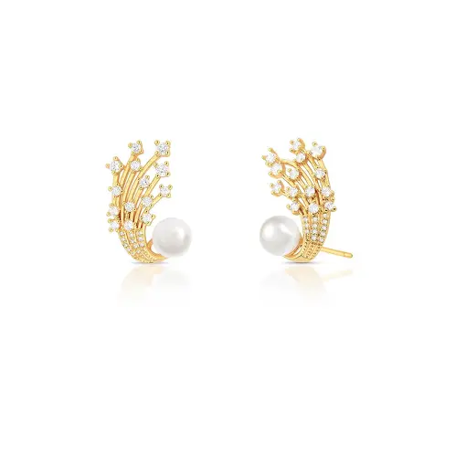 BRINCO EAR CUFF CURVO COM PÉROLA