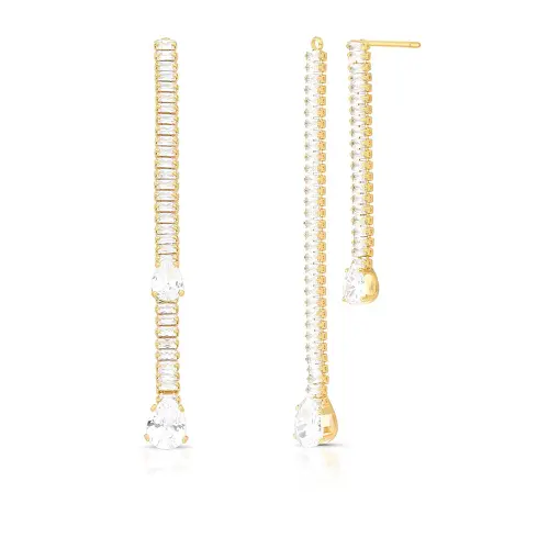 BRINCO EAR JACKET PÊNDULO COM CRISTAIS DE GOTA