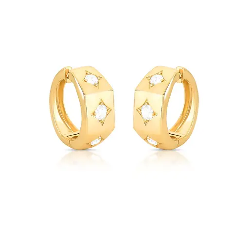 ARGOLA CURVA COM LOSANGOS EM CRISTAIS REDONDOS