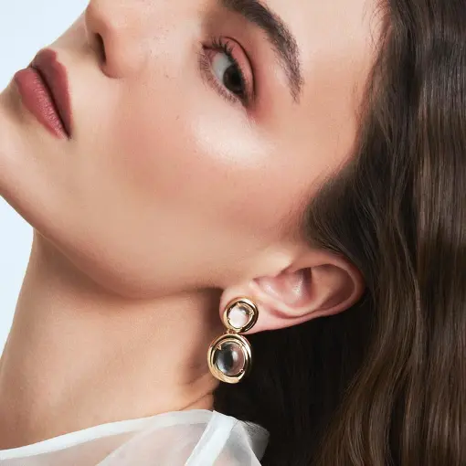 BRINCO PÊNDULO COM CRISTAIS OVAIS